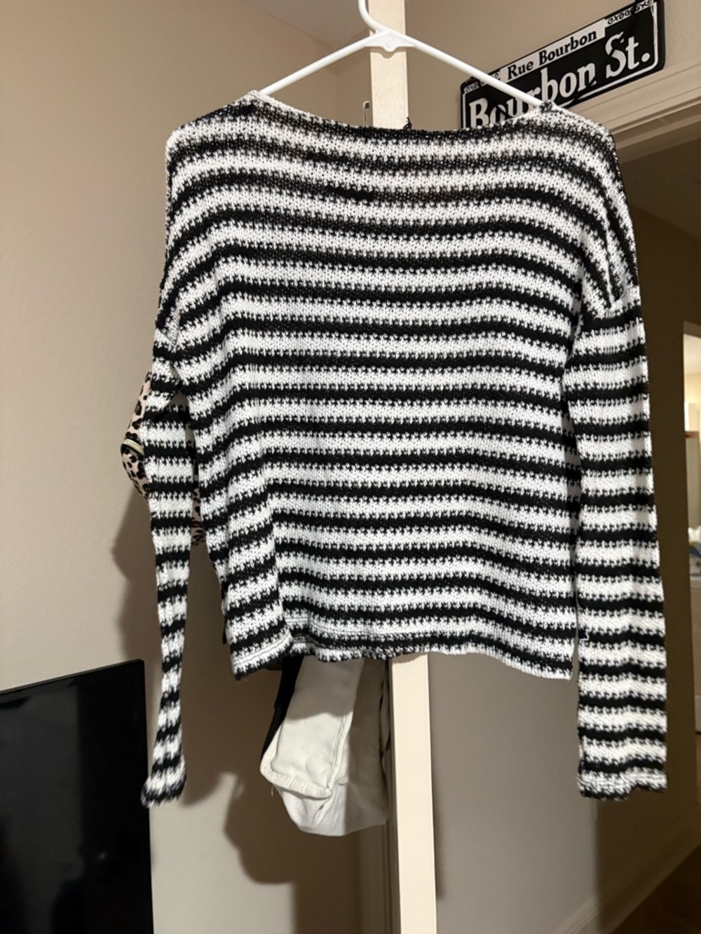 Forever 21 Black and White Striped Off-Shoulder Sweater